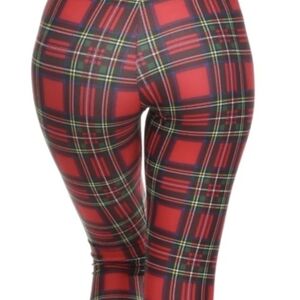 Poprageous Red & Green Tartan Print Leggings Size XL, Plaid, Punk
